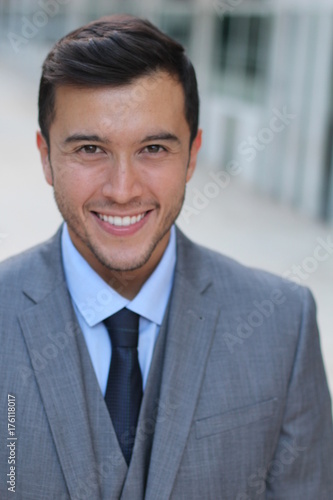 Cute asian businessman close up