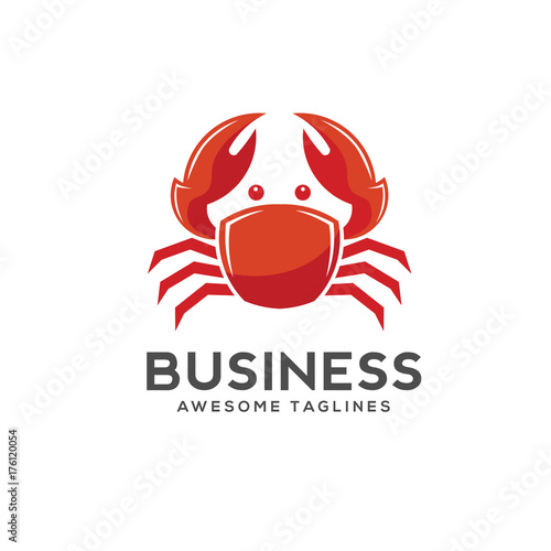  red Crab vector illustration logo style. Seafood Restaurant logo design.simple ocean crab logo vector