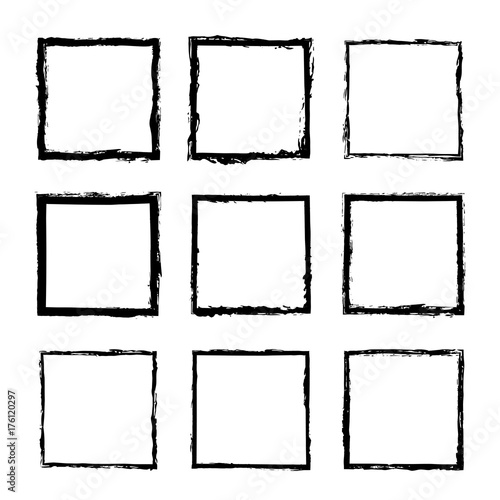 Vector set of square drawn with ink frame 3
