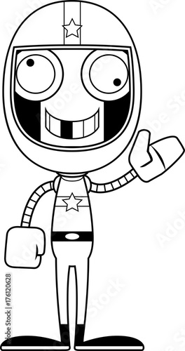 Cartoon Silly Race Car Driver Robot