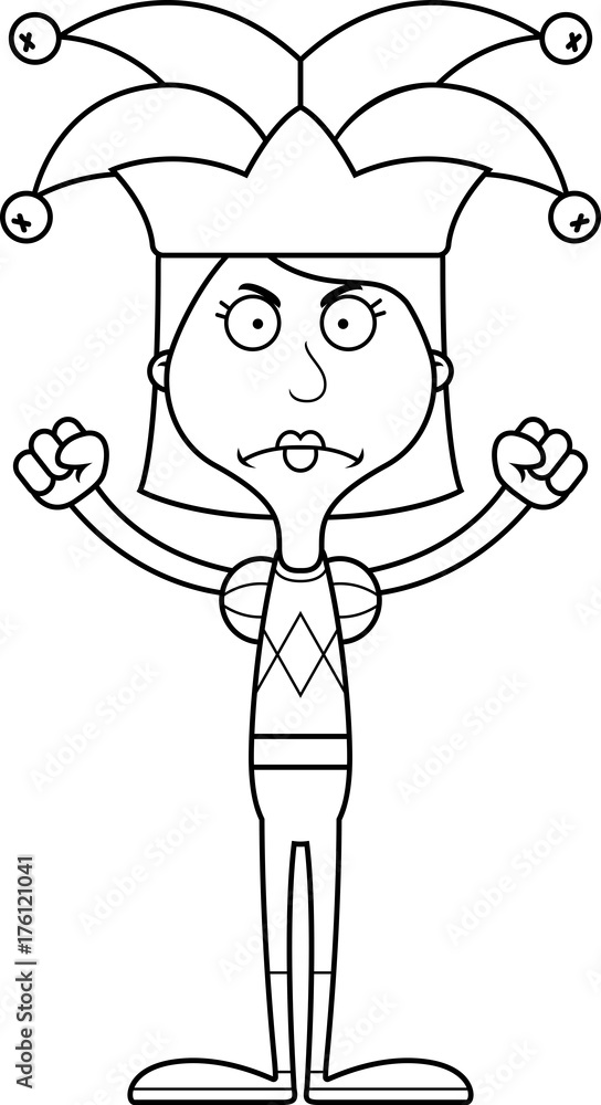 Fototapeta premium Cartoon Angry Jester Woman