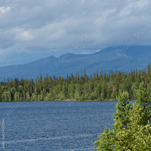 Views of the Khibiny mountains. Photographed on lake Imandra, Kola Peninsula, Russia photo