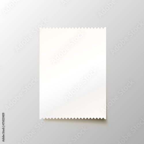 Paper blank cheque on the white background. Vector illustration