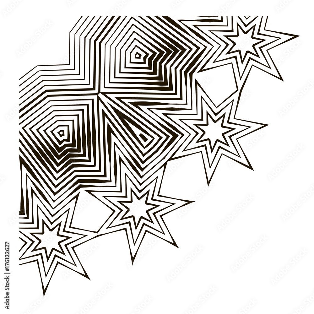Starry vector pattern. Template for design. Linear pattern in the style of doodle Starry vector pattern. Template for design. Linear pattern in the style of doodle