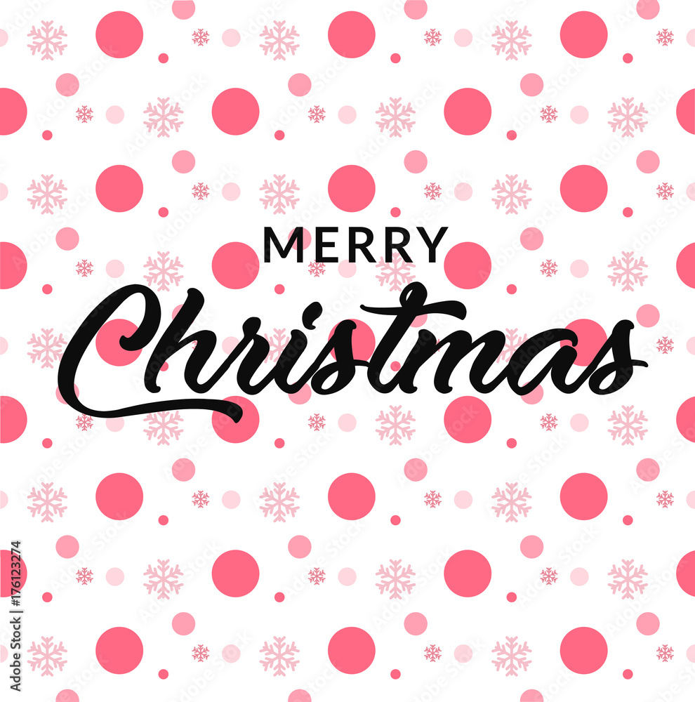 Merry Christmas Xmas card typography vector art snowflake design