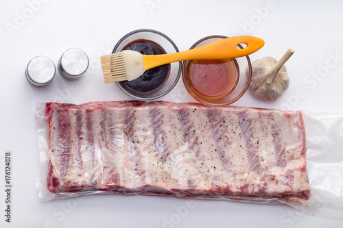 pork rib on white with honey