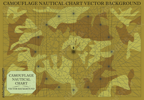 Antique Camouflage Nautical Chart Vector Background