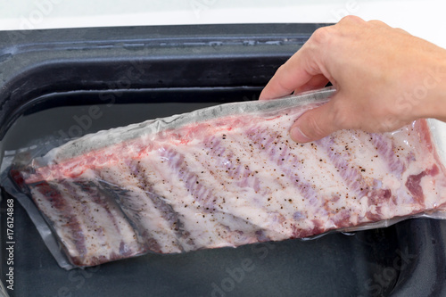 pork ribs in bag sous vide