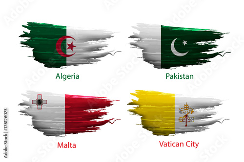 set smear paint of flag on white background