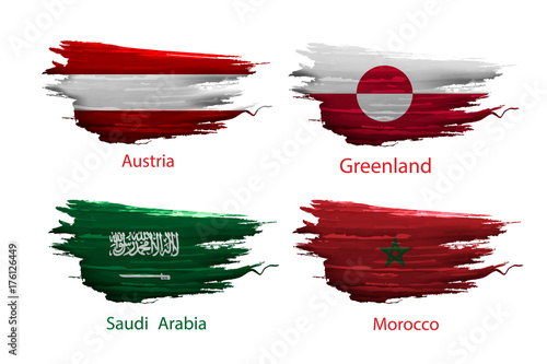 set smear paint of flag on white background