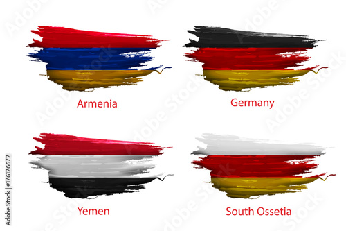 set smear paint of flag on white background