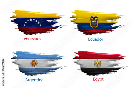 set smear paint of flag on white background