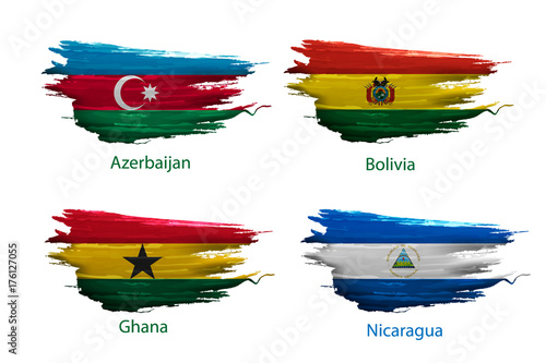 set smear paint of flag on white background