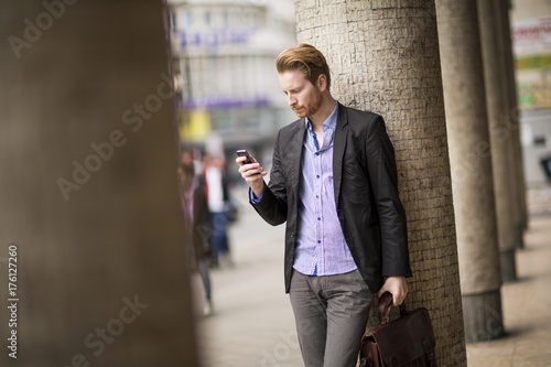 Ginger businessman waiting ...