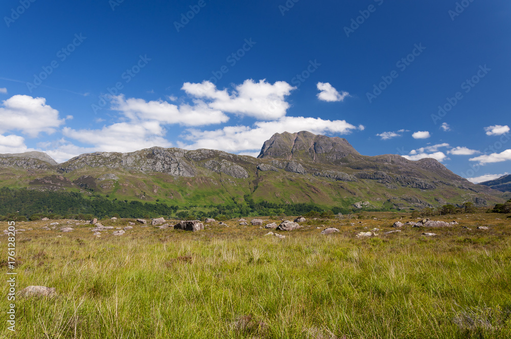 Beatiful and serene landscape of a mountain in the Highlands of Scotland, United Kingdom