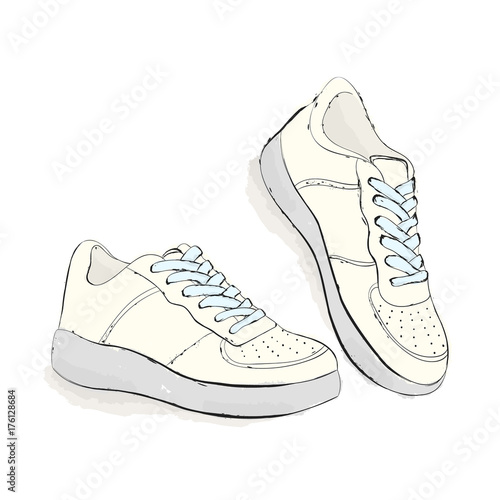 Sneakers. Hand draw shoes. Vector illustration.