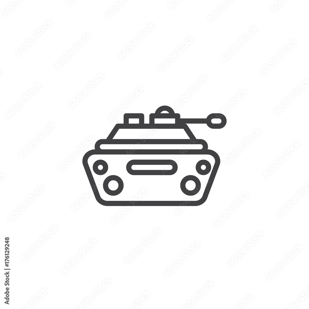 Military tank line icon, outline vector sign, linear style pictogram isolated on white. Symbol, logo illustration. Editable stroke Military tank line icon, outline vector sign, linear style pictogram isolated on white. Symbol, logo illustration. Editable stroke
