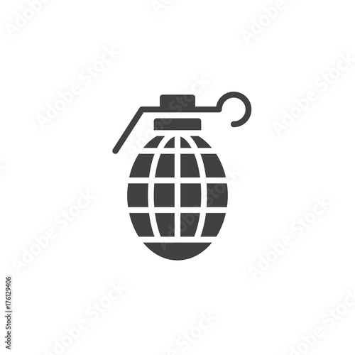Grenade icon vector, filled flat sign, solid pictogram isolated on white. Frag symbol, logo illustration.