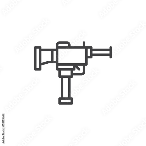 Gun line icon, outline vector sign, linear style pictogram isolated on white. Automatic weapon symbol, logo illustration. Editable stroke