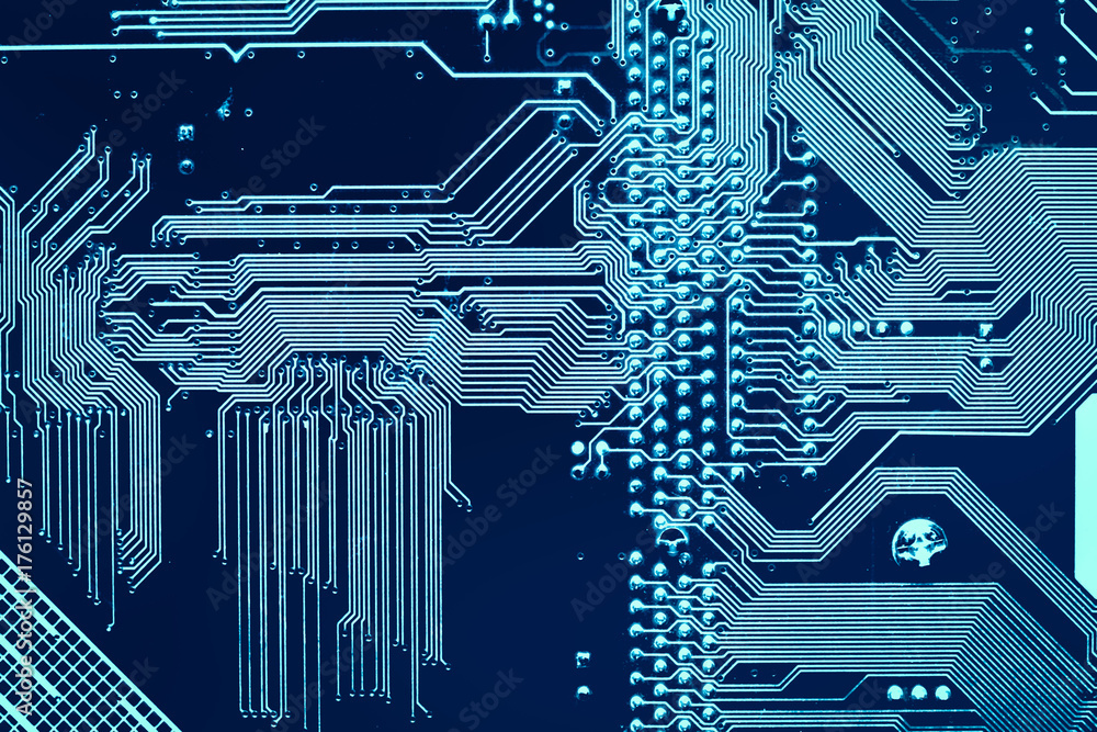 Dark background of the silhouette of the computer motherboard for the ...