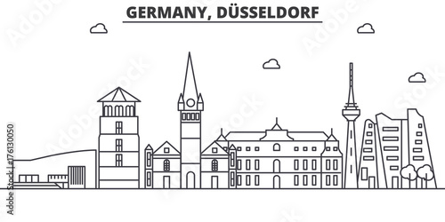 Germany, Dusseldorf architecture line skyline illustration. Linear vector cityscape with famous landmarks, city sights, design icons. Landscape wtih editable strokes photo