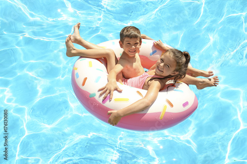 Cute children on inflatable...