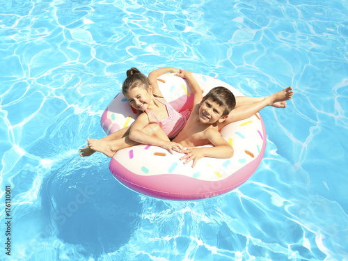 Cute children on inflatable...