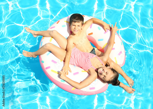 Cute children on inflatable...