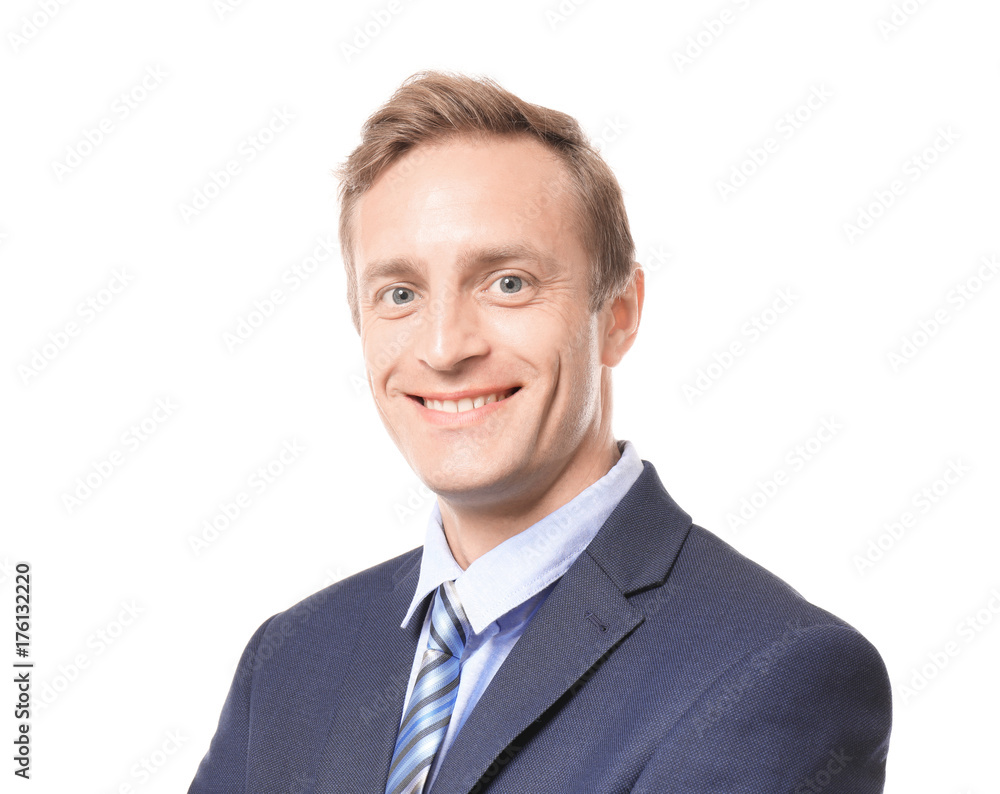Handsome man in elegant suit on white background Handsome man in elegant suit on white background