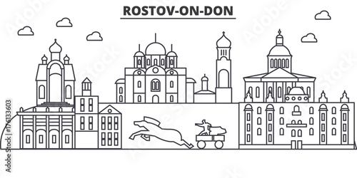 Картината върху платно Russia, Rostov On Don architecture line skyline illustration