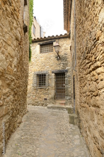 Medieval street in Peratallada  Girona  Spain