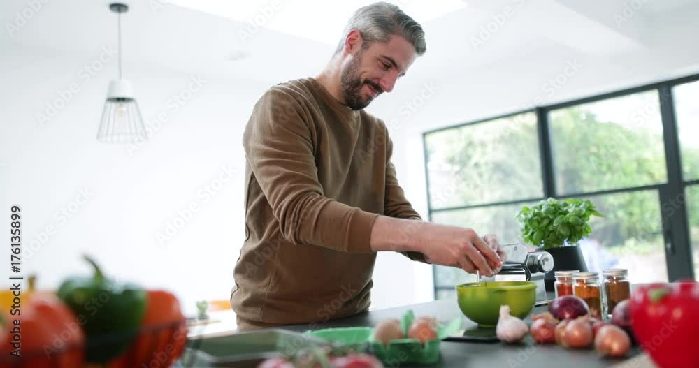 Adult male making fresh pasta Adult male making fresh pasta