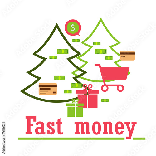 Money for business, travel, payments, purchases. Modern way of life. vector.