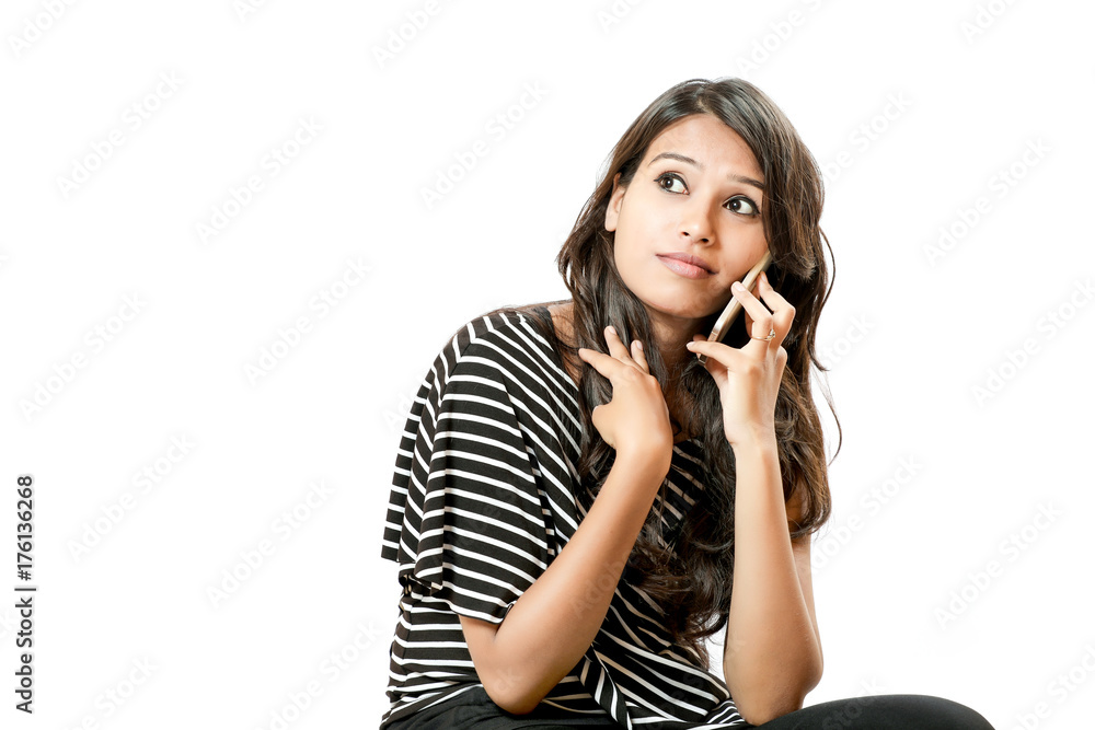 Indian young girl with smartphone Indian young girl with smartphone