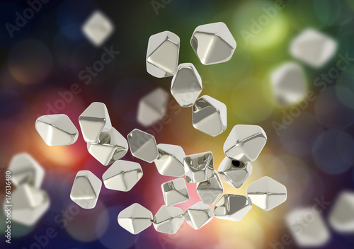 Fototapeta Titanium dioxide TiO2 nanoparticles, 3D illustration