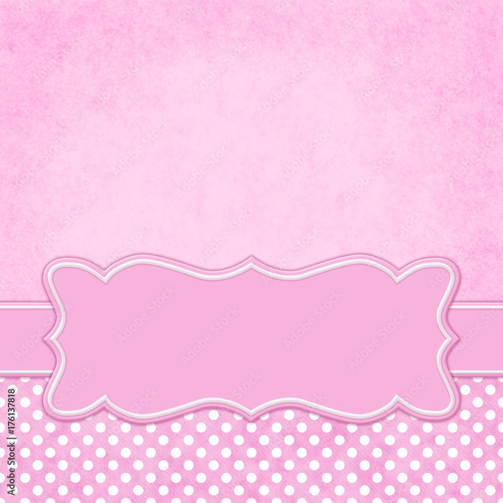 Pink and white polka dot square border with copy space