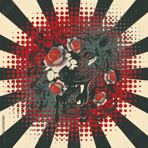 Fototapeta Naklejka Na Ścianę i Meble -  Ornamental Tiger Portrait