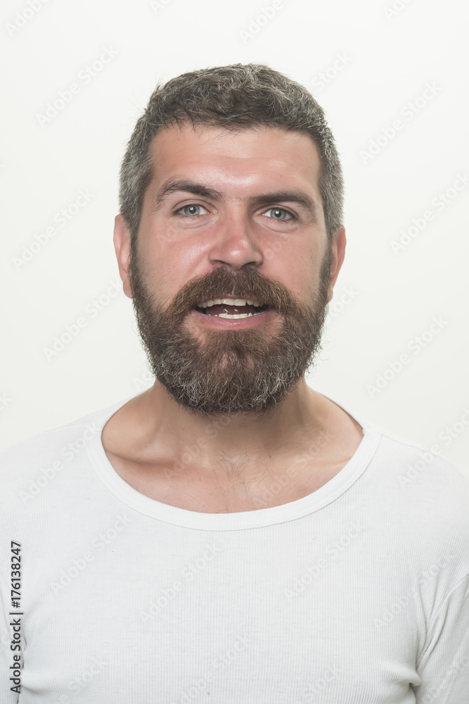 Obraz premium Guy or bearded man isolated on white background.