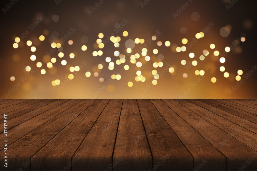 Weihnachten Hintergrund mit Lichterkette und Bokeh Effekt für  Produktplatzierungen Stock Photo | Adobe Stock