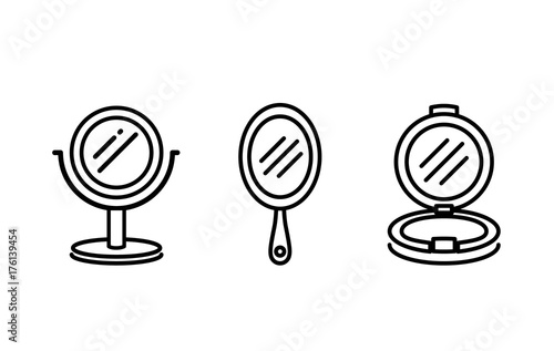 Handle mirror icon collection in line style. Illustration about beauty equipment and medical. 