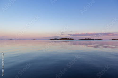 Sunset Sky Water Reflection Photo Lake Ladoga Karelia Russia Moon Picture Landscape © Kirill