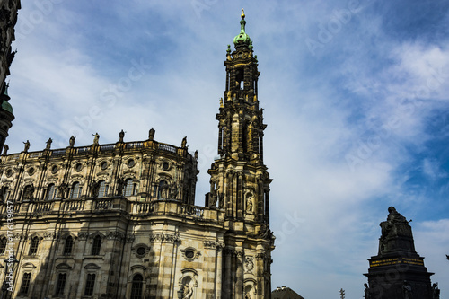 Tower of building on townsquare in Germany. Architecture building. photo