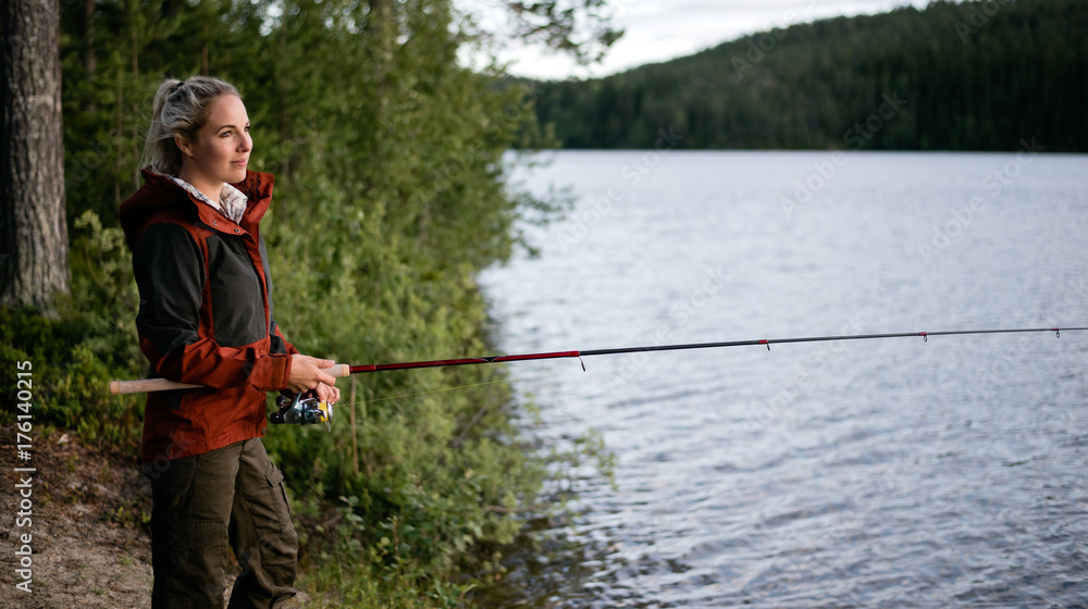 fishing woman fishing woman