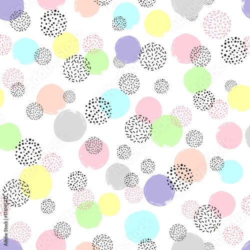 Seamless colorful dotted pattern. Vector abstract background with circles.