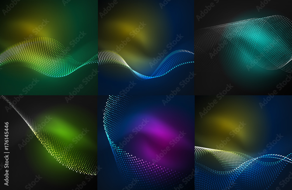 Obraz premium Set of particles smoke wave backgrounds