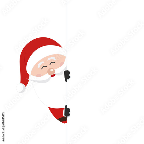 santa behind board isolated background