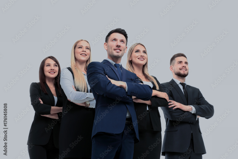 Team of successful and confident people posing on a white backgr Team of successful and confident people posing on a white backgr