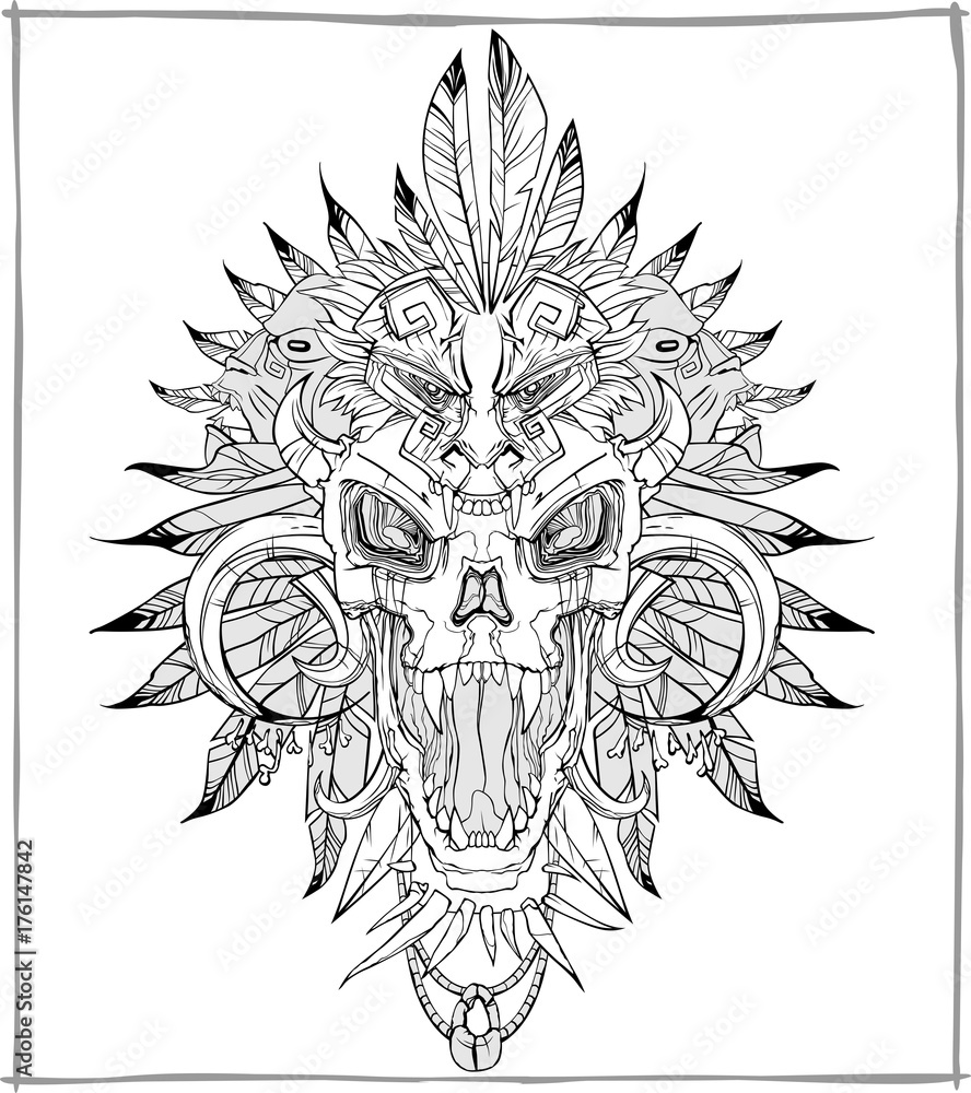 screaming skull vector Stock Vector Adobe Stock