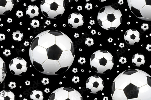 Soccer balls on black background. © Hayati Kayhan