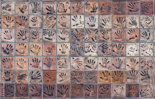 Tiles with handprints